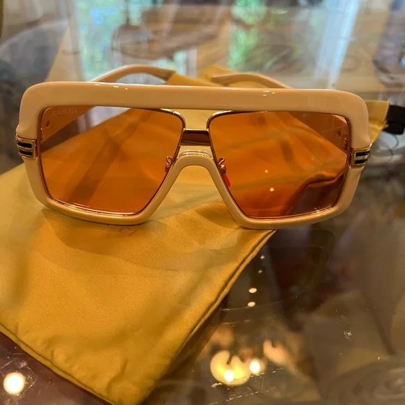 Gucci Ivory Sunglasses with Amber Lenses GUCCI Ivory/Yellow Lens 63-145MM Men main image 2